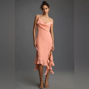 ❤️HP ❤️ NWT Size L - Mare Mare Sleeveless Draped Asymmetrical Midi Dress (PEACH)